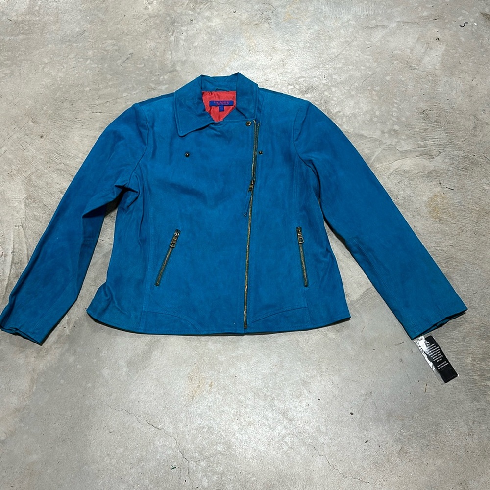 Twiggy‎ London Brand Suede Motto Jacket w/Union Jack lining /NWT / Size L / G-23